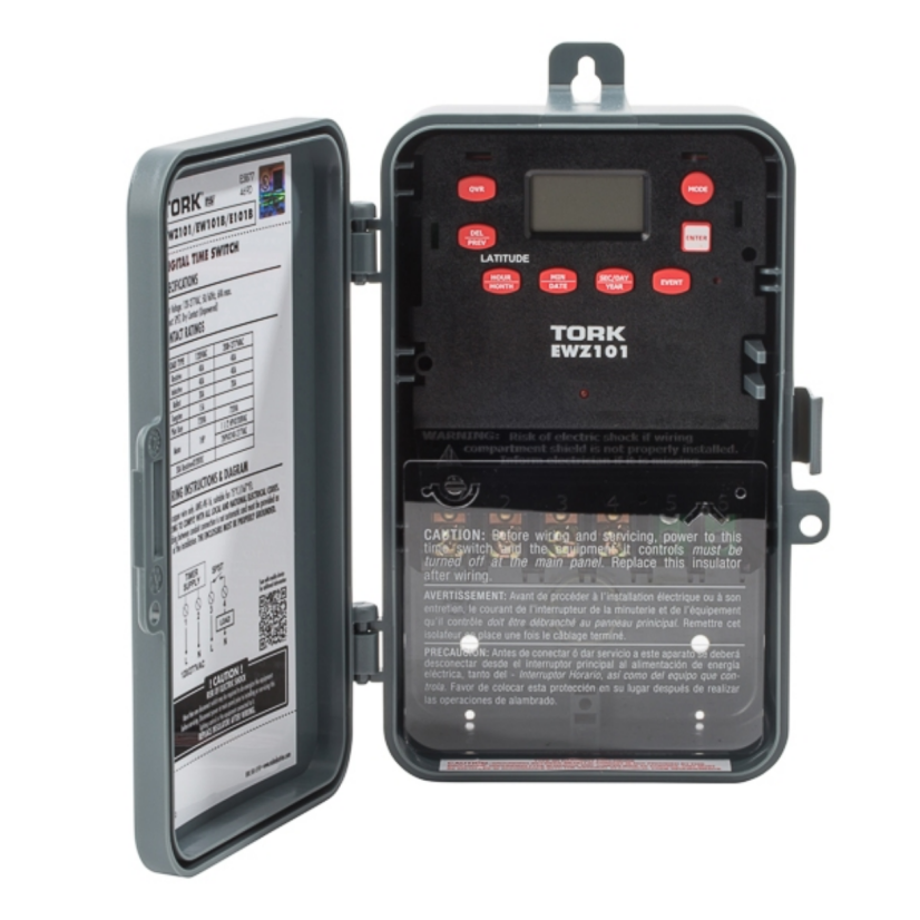NSI Tork EWZ101 Time Switch, 1 to 240 min Setting, 120 to 277 VAC, 1-1/2 hp, 2 hp, SPST Contact, 1 Pole