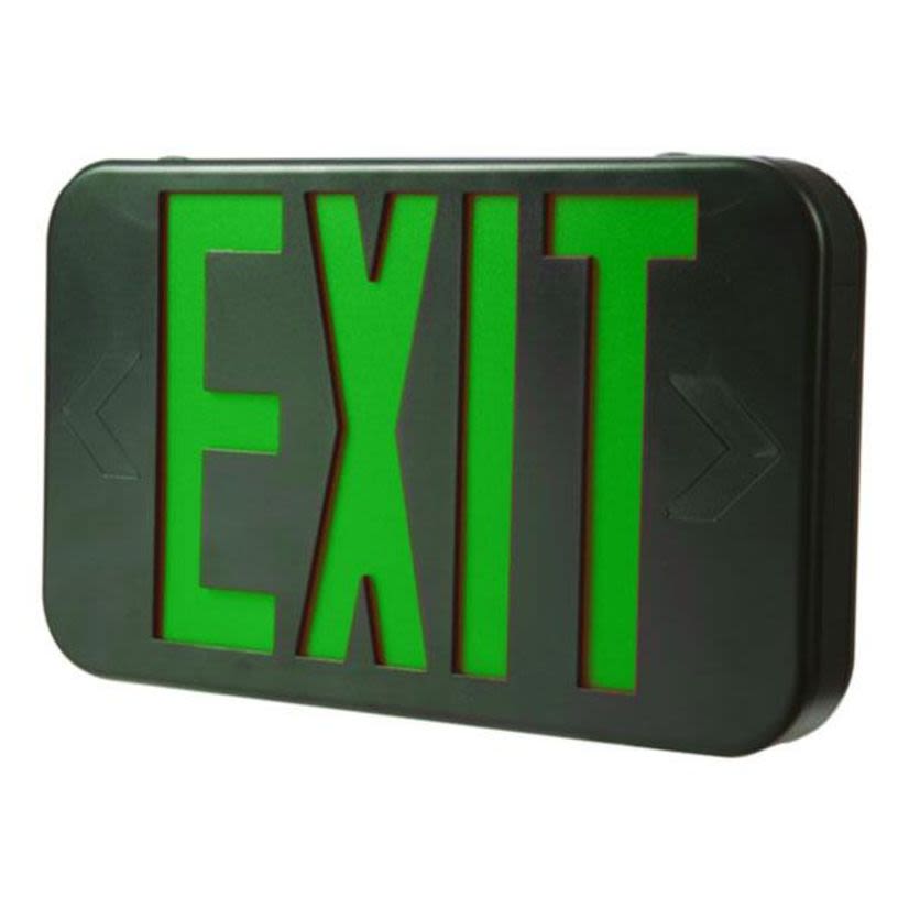 Sure-Lites APX7GBK All-Pro APX Rectangular Self-Powered Universal Face Exit Sign, LED Lamp, 0.93/1.05 W Fixture, 120 to 277 V, Black Housing, Exit Legend
