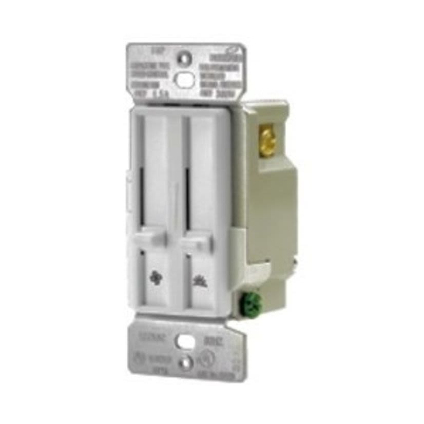 Eaton Wiring Devices SDC15-W 3-Way Full Slide Dimmer Switch, 120 V AC, 1.5 A, 1 Pole, White