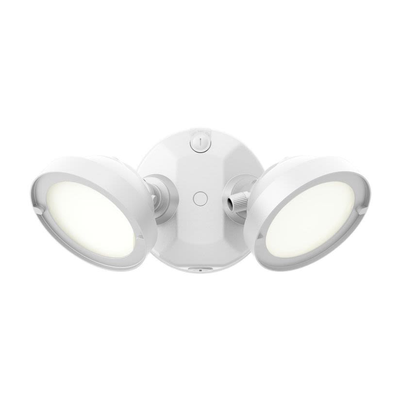 Halo Outdoor TGS2S402FRRW Round Twin Head Floodlight, LED Lamp, 21.6 W Fixture, 120 V AC, White Housing