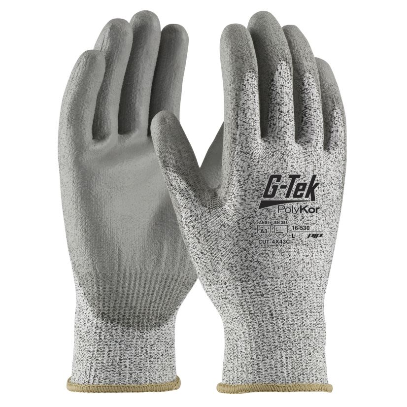 PIP® G-Tek® 16-530 Blended Palm and Fingers Coated Gloves, XL, Salt & Pepper, Seamless