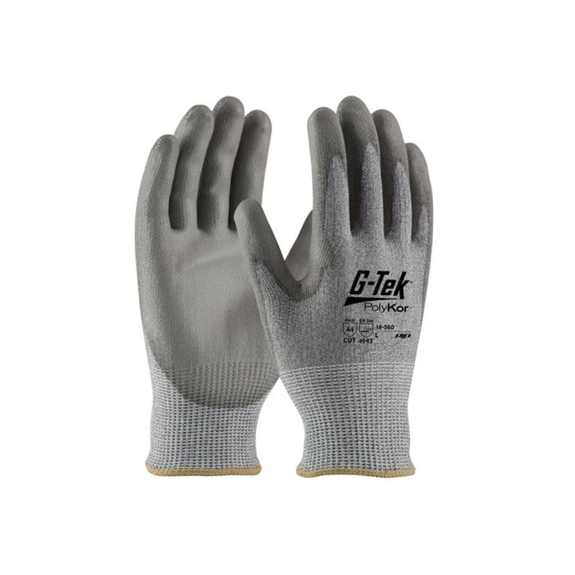PIP® G-Tek® 16-560/M Unisex Cut-Resistant Gloves, M, PolyKor™ Fiber, Polyurethane with Smooth Grip Coating, Gray, ANSI/ISEA Cut Level A4