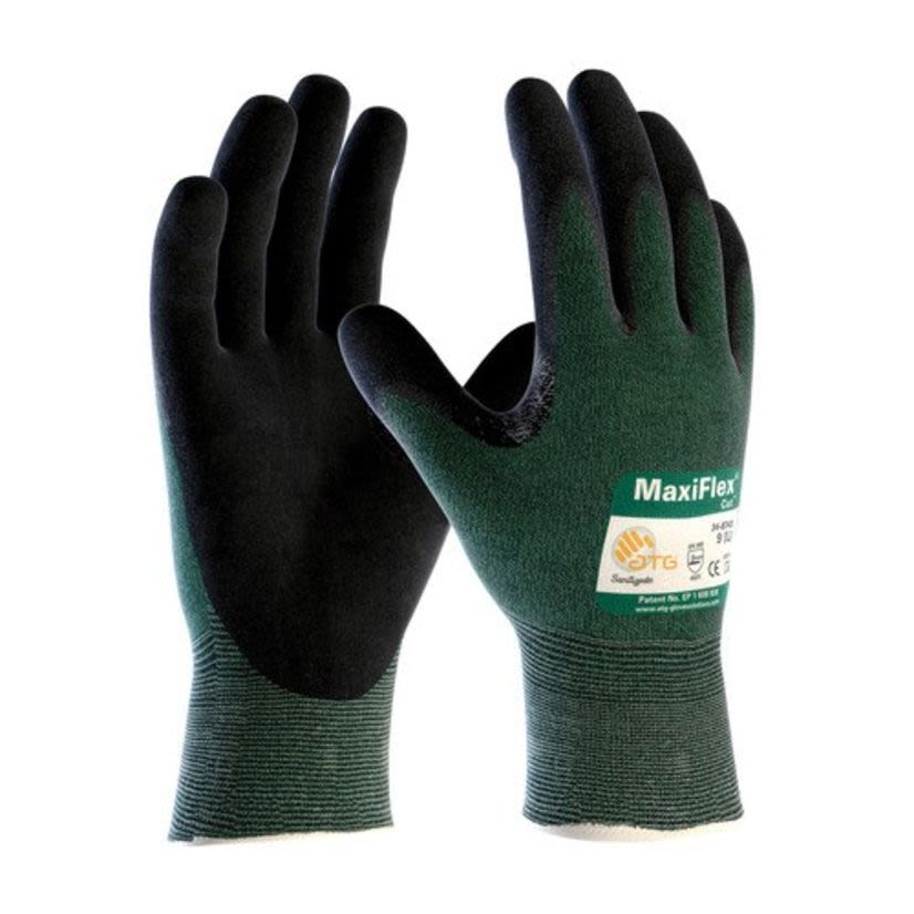 PIP® MaxiFlex® Cut™ 34-8743 Cut-Resistant Gloves, S, Nitrile Foam Palm, Black/Green, Seamless