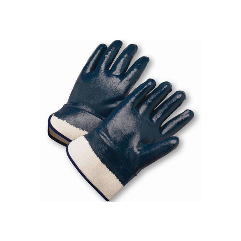 PIP 4550FC Unisex General Purpose Gloves, Work, Wing Thumb Style, L, Nitrile Palm, Safety Cuff, Jersey Lining