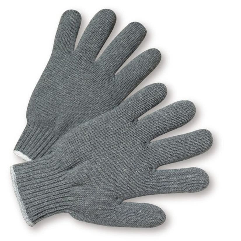 PIP 712SG Unisex General Purpose Gloves, Work, Seamless Style, L, Cotton/Polyester Palm, 7 ga Cotton/Polyester, Gray, Knit Wrist Cuff, Uncoated Coating