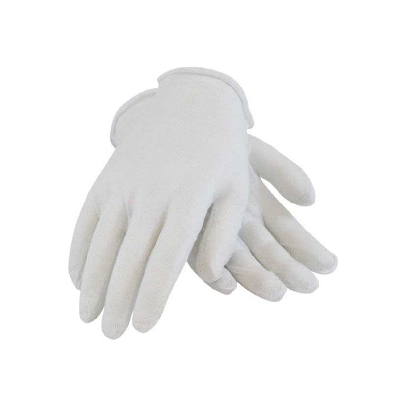 PIP® 97-500I WHITE COTTON LISLE INSPECTION GLOVES, LGT WGT, ECON, UNHEMMED, MENS