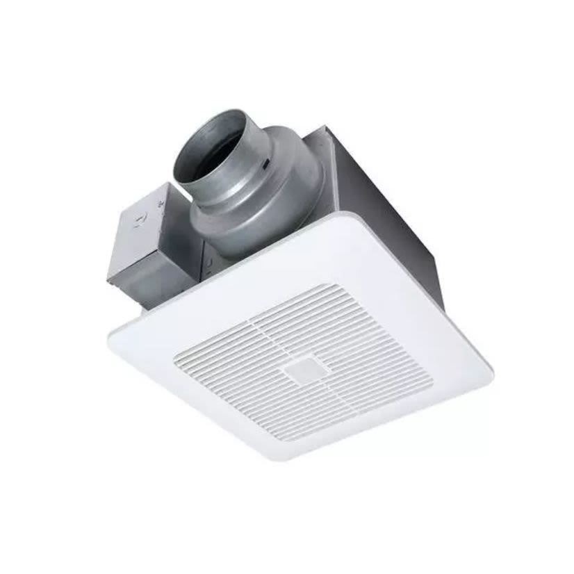 Panasonic WhisperSense DC FV-0511VQC1 1-Phase Ventilation Fan With ECM Motor, Installation Bracket, 50/53/80/83/110/111 cfm Flow Rate, 4 in, 6 in Dia Duct, 4/5.9/7.2/10.6/10.8/16.4 W Power Rating, 120 V AC, 0.07 to 0.18 A, Import