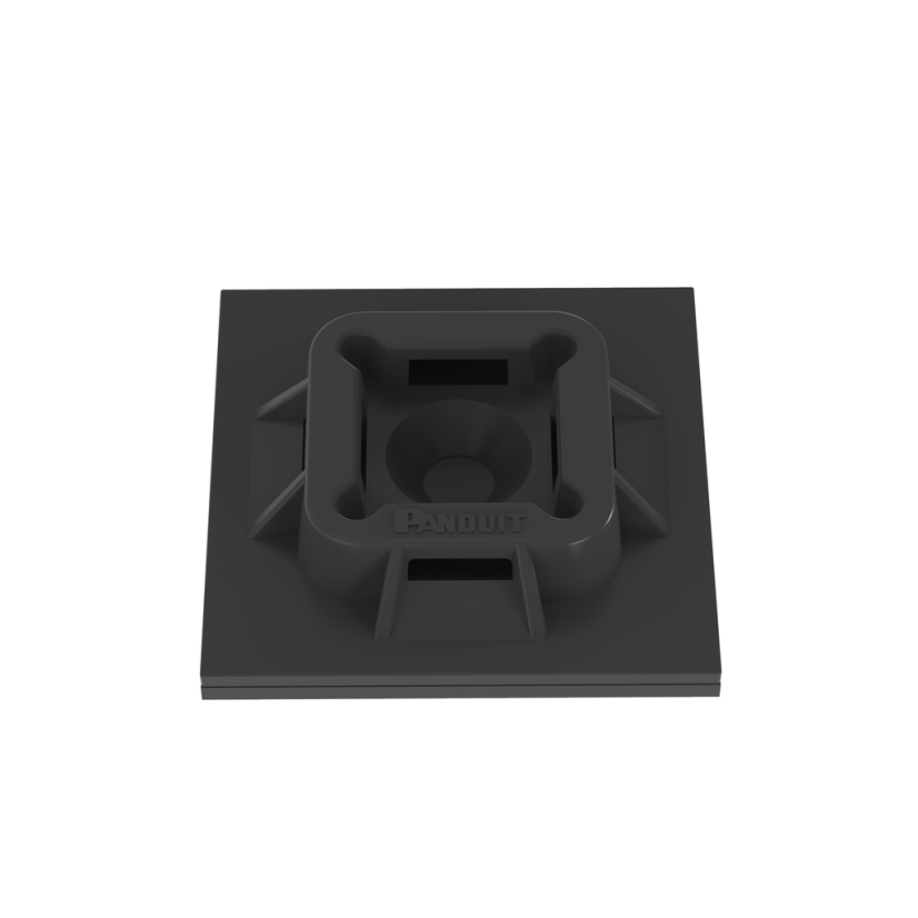 Panduit ABM100-AT-C0 Cable Tie Mount, 4-Way, Acrylic Adhesive Tape Mount, 0.19 in W Tie, Nylon 6.6, Black