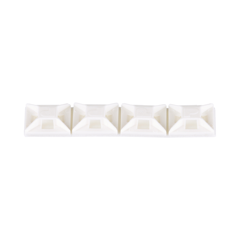 Panduit ABM1M-A-C Cable Tie Mount, 4-Way, Rubber Adhesive Tape Mount, 0.1 in W Tie, Nylon 6.6, White