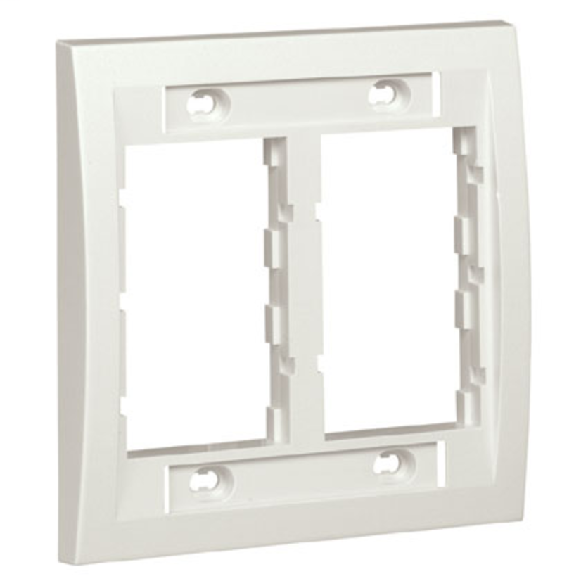 Panduit PanNet Mini-Com CBEWH-2GY Executive Vertical Orientation Faceplate Frame, 2 Gangs, ABS, White, For Use With Module Insert