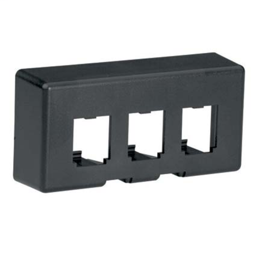 Panduit Mini-Com PanNet CFFPE3BL Flat Space Extended Modular Furniture Faceplate, 3 Ports, Mini-Com Module, Snap-Fit Mount, ABS