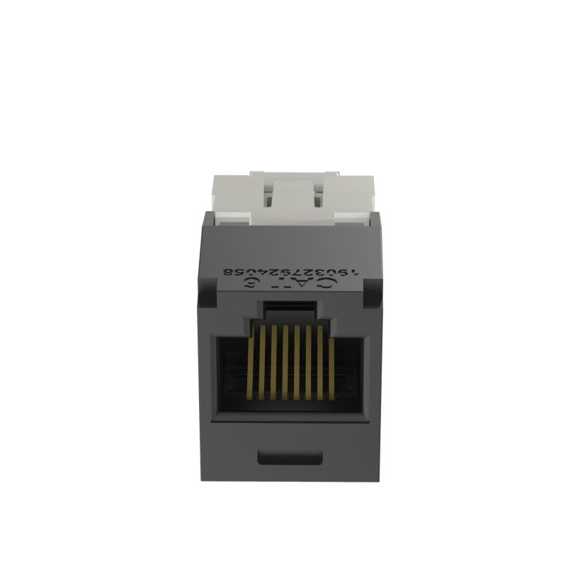 Panduit CJ688TGBL-C 8-Position 8-Wire Type TG Cat 6 Shuttered Universal UTP Jack Module, Mini-Com Module, Panel Mounting, (1) Ports, ABS, Black