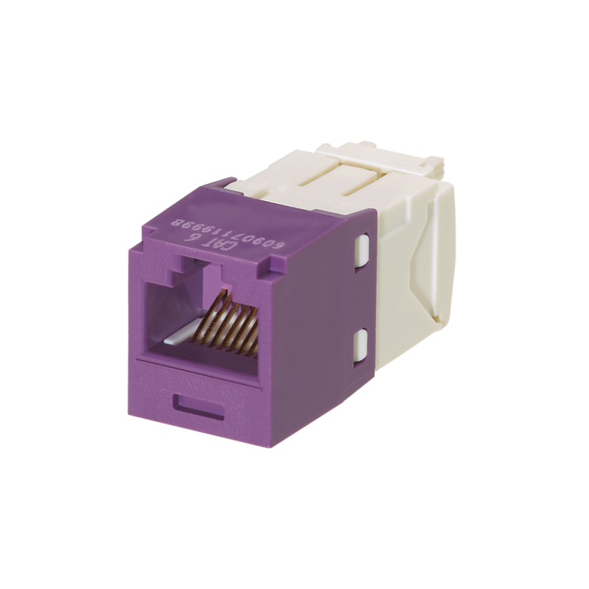 Panduit PanNet TX6 Plus CJ688TGVL-24 8-Position 8-Wire Universal TG Style Unshielded Jack Module, Cat 6 RJ45/Mini-Com Module, Surface Mount, 1 Port, ABS/Polycarbonate, Violet