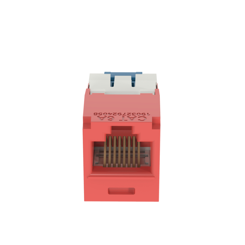 Panduit 10Gig PanNet TX6A CJ6X88TGRD-24 8-Position 8-Wire Universal TG Style Unshielded Jack Module, Cat 6A RJ45/Mini-Com Module, 1 Port, ABS/Polycarbonate, Red