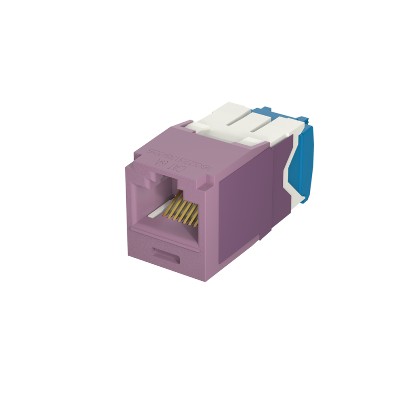 Panduit® TX6A™ 10Gig® CJ6X88TGVL 8-Position 8-Wire RJ45 Universal TG Style UTP Jack Module With MaTriX Technology, Cat6a/Mini-Com® Module, 1 Ports, ABS/Polycarbonate, Violet