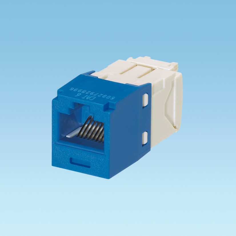 Panduit PanNet TX6 Plus CJE688TGBU 1-Slot 8-Position 8-Wire Unshielded Jack Module, Cat 6 RJ45/Mini-Com Module, Surface Mount, 1 Port, ABS/Polycarbonate, Blue