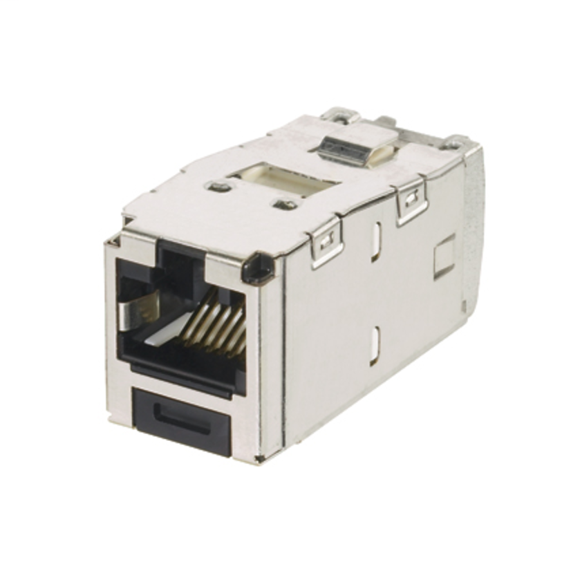 Panduit 10Gig PanNet TX6A CJSK6X88TGBL 1-Slot 8-Position 8-Wire TG Style Shielded Keyed Jack Module, Cat 6A RJ45/Mini-Com Module, Surface Mount, 1 Port, ABS/Plastic/Tin Plated Over Phosphorous Bronze/Zinc, Black