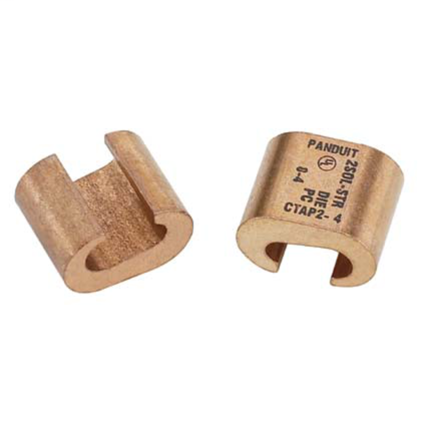 Panduit® StructuredGround™ CTAP2-4-Q Type CTAP Heavy Duty Standard Compression C-Tap Connector, C Shape, 2 AWG Main/Run, 8 to 4 AWG Tap, Copper