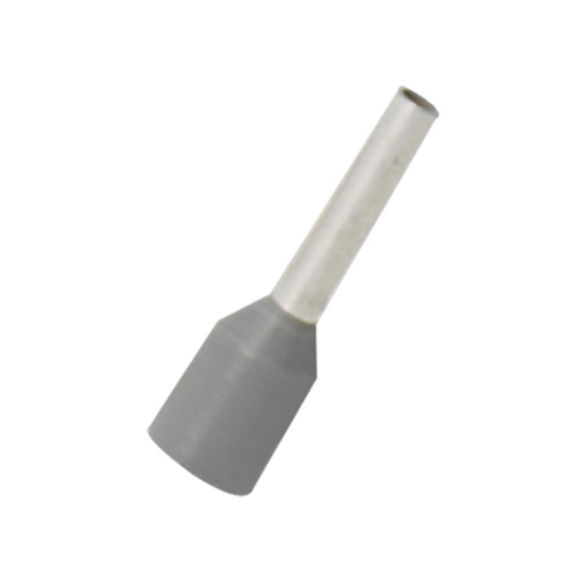 Panduit Pan-Term FSDX76-8-D Type FSDX DIN End Sleeve Single Insulated Wire Ferrule, 18 AWG Stranded Conductor, 0.55 in L, Copper, Gray