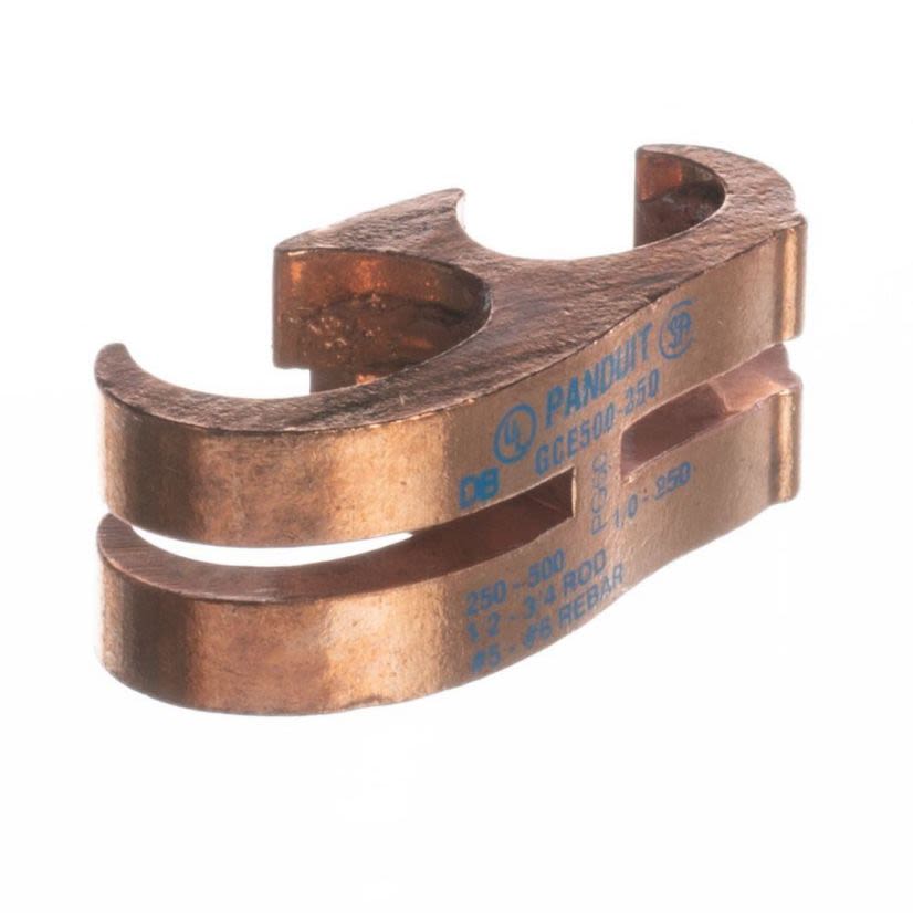 Panduit GCE500-250-X StructuredGround E-Tap Grounding Connectors, 1/0 AWG Min Run/Tap, 1/0 AWG Max Run/Tap, 1/2 to 3/4 in Rod, High Conductivity Copper