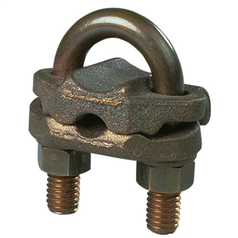 Panduit® StructuredGround™ GPL-33-3 Single Cable U-Bolt Grounding Toe Clamp, 0.204 to 0.419 in Conduit, 4 to 2/0 AWG Conductor, Bronze/Silicon Bronze