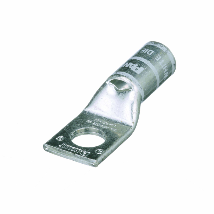 Panduit Pan-Lug LCA300-58-X 1-Hole Compression Lug Connector With Inspection Window, 300 kcmil Stranded Copper Conductor, Die Code: P66, 5/8 in Stud, Tin Plated Copper