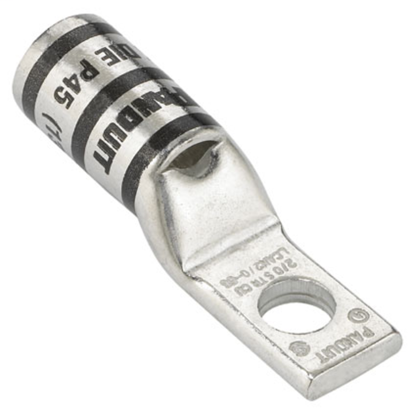 Panduit Pan-Lug LCAN500-12-6 1-Hole Compression Connector Lug, 500 kcmil Stranded Copper Conductor, Die Code: P87, 42.767 in Stud, Tin Plated Copper