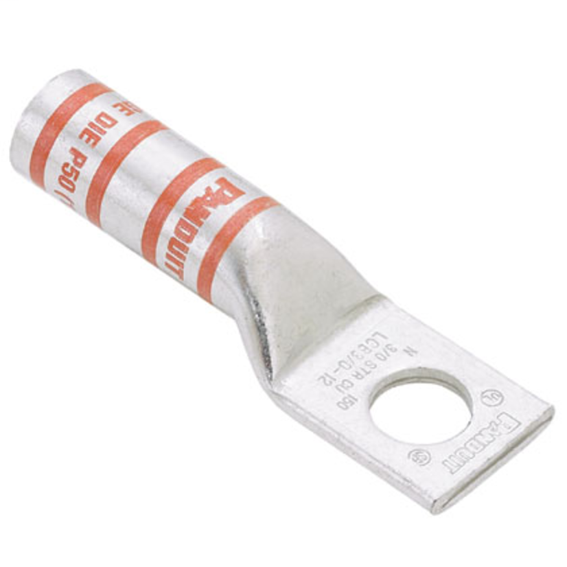 Panduit® Pan-Lug™ LCB1-56-E LCB 1-Hole Compression Lug, 1 AWG Copper/Stranded Conductor, Die Code: P37, 5/16 in Stud, Copper