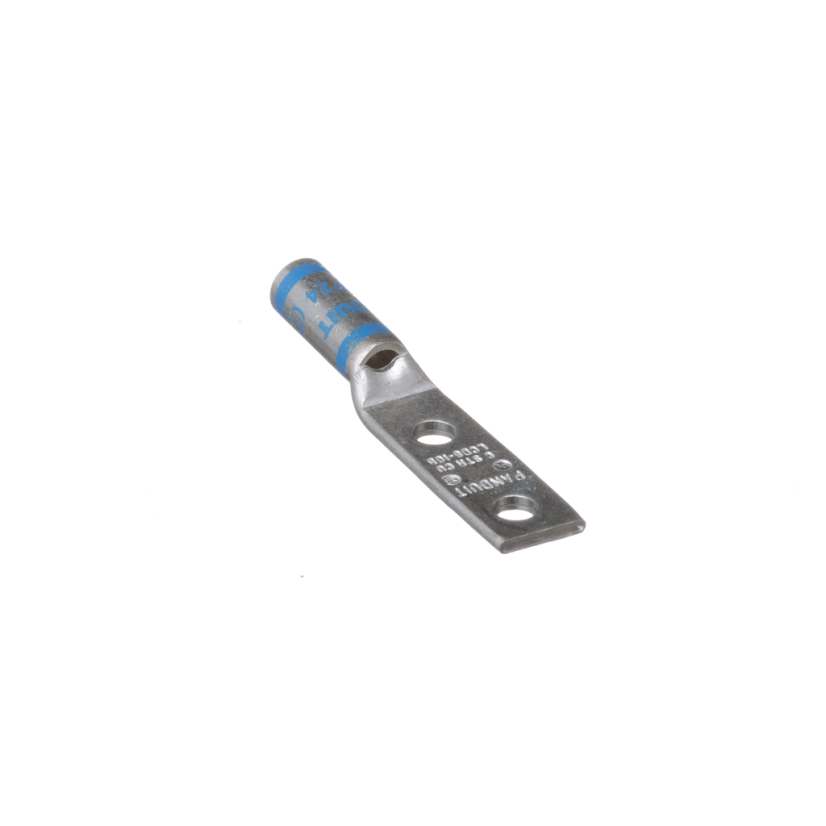 Panduit Pan-Lug LCD6-10B-L 2-Hole Compression Connector Lug, 6 AWG Stranded Copper Conductor, Die Code: P24, 0.19 in Stud, Tin Plated Copper
