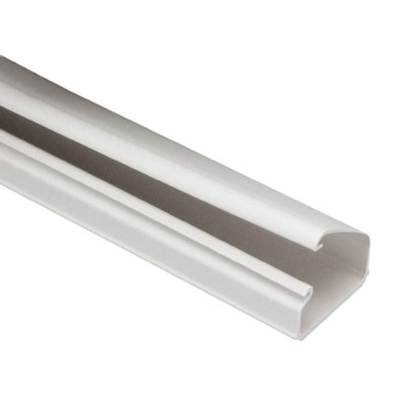 Panduit Pan-Way LD10IW10-A 1-Piece Latching Low Voltage Channel Non-Metallic Raceway With Pre-Applied Adhesive Backed Tape, Integrated Cover, 10 ft L x 1-1/2 in W x 0.94 in H, 1 Channel, PVC