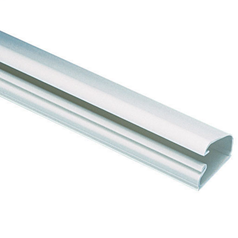 Panduit Pan-Way LD5EI6-A 1-Piece Latching Low Voltage Channel Non-Metallic Raceway With Pre-Applied Adhesive Backed Tape, Integrated Cover, 6 ft L x 0.77 in W x 0.46 in H, 1 Channel, PVC