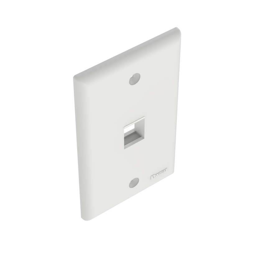 Panduit® NetKey™ NK1FNWH Flat Vertical Faceplate, 1 Gangs, 1 Ports, Keystone Module, Flush Mount, ABS