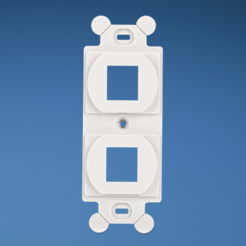 Panduit® NetKey™ NK2106MFEI Flat Module Frame, 1 Gangs, 2 Ports, Keystone Module, Threaded Mount, ABS