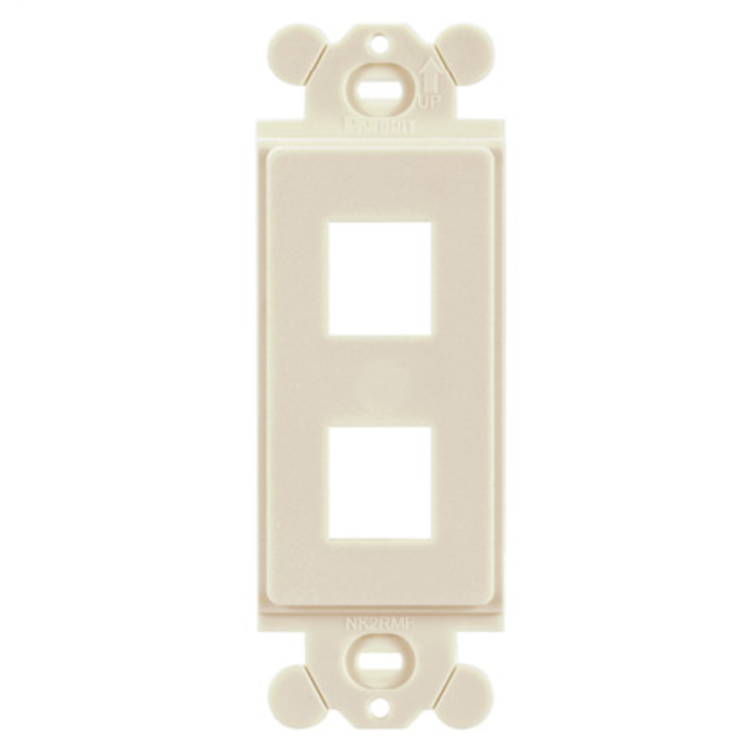 Panduit NetKey NK2RMFIW Flat Module Adapter Frame, 1 Gangs, 2 Ports, ABS, Off-White, For Use With Keystone Module