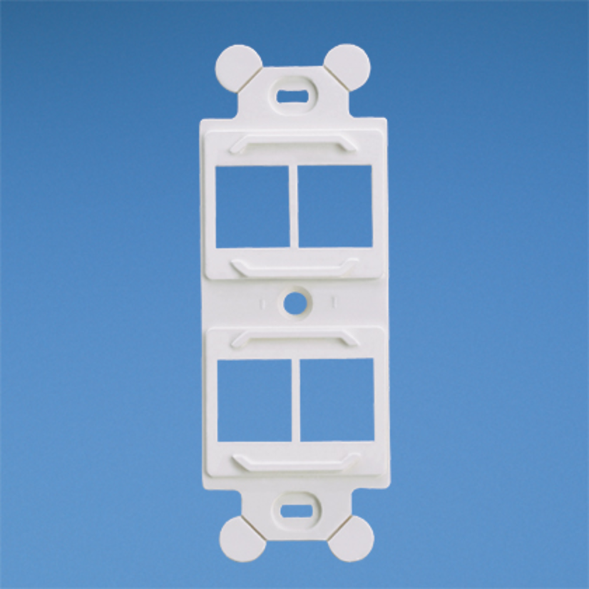Panduit NetKey NK4106MFEI Flat Module Adapter Frame, 1 Gang, 4 Ports, ABS, Electric Ivory, For Use With Keystone Module