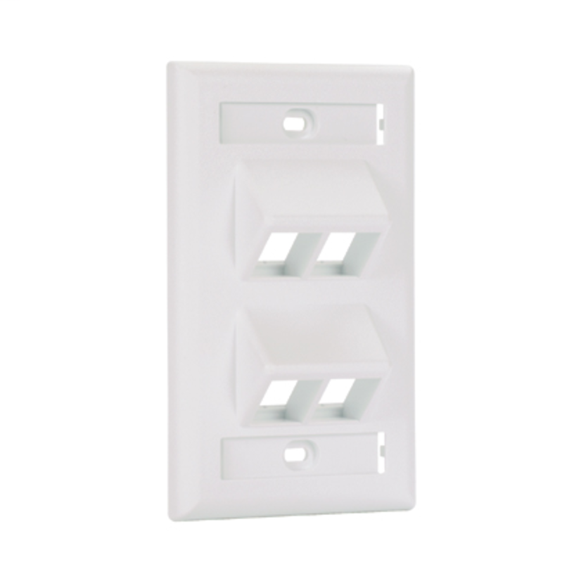 Panduit NetKey NK4VSFEI Sloped Vertical Faceplate, 1 Gangs, 4 Ports, Keystone Module, Fastened Mount, ABS