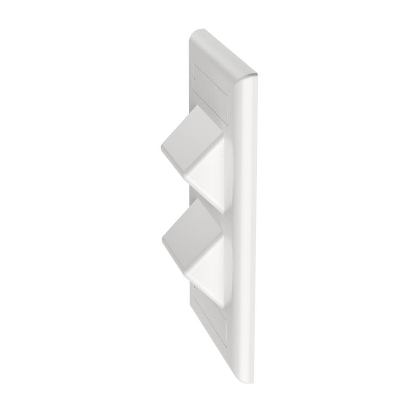 Panduit NetKey NK4VSFWH Sloped Vertical Faceplate, 1 Gangs, 4 Ports, Keystone Module, Fastened Mount, ABS