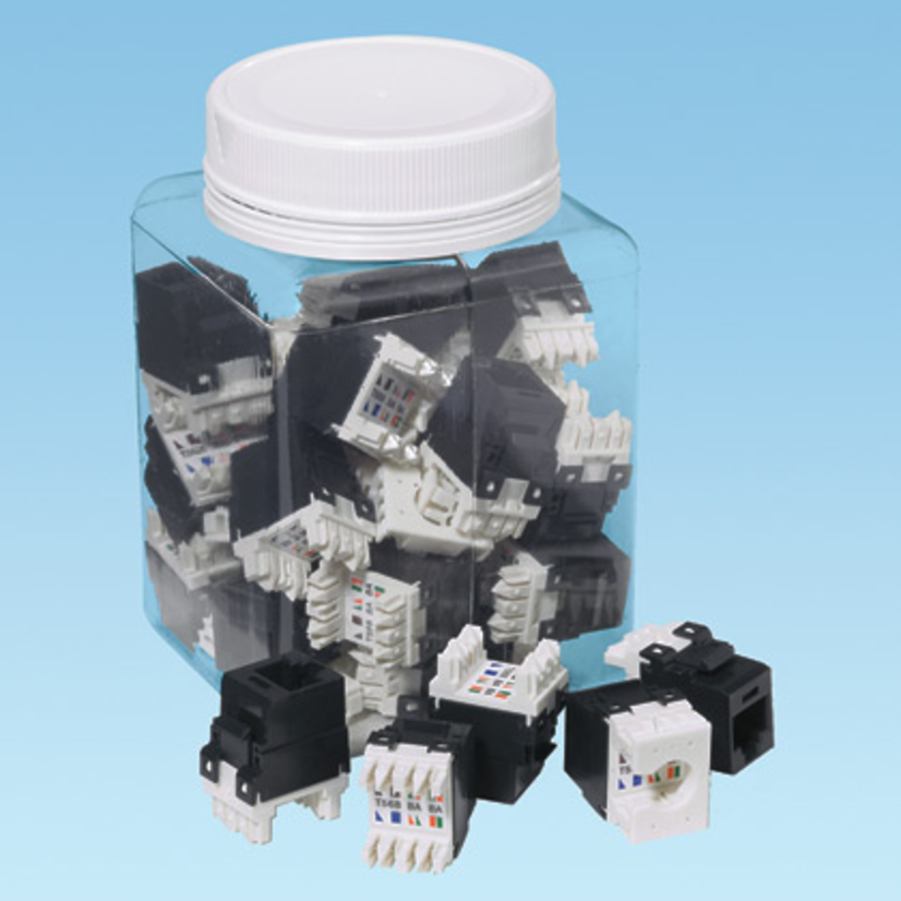 Panduit NetKey NKP5E88MBU 1-Slot 8-Position 8-Wire Punchdown Unshielded Keystone Jack Module, Cat 5e/Keystone Module, Surface Mount, 1 Port, ABS/Polycarbonate, Blue