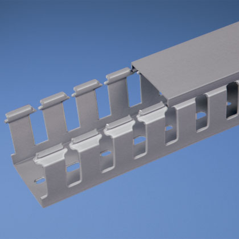 Panduit Panduct NNC75X75LG2 Type NNC Metric Wiring Duct With DIN 43659 Mounting Holes, 0.39 in Slotted Slot, 2.97 in W x 2.85 in D, PPO