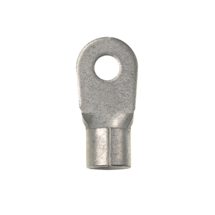 Panduit® Pan-Term™ P4-14R-E Type P-R Terminal, 4 AWG Conductor, 1.4 in L, Brazed Seam/Standard Barrel, Copper, Metallic