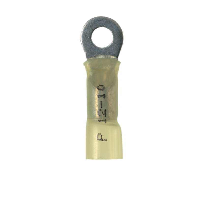 Panduit Pan-Term PH10-38R-E Type PH-R Heat Shrink Insulated Ring Terminal, 10 AWG Conductor, 1.2 in L, Brazed Seam/Standard Barrel, Copper, Yellow