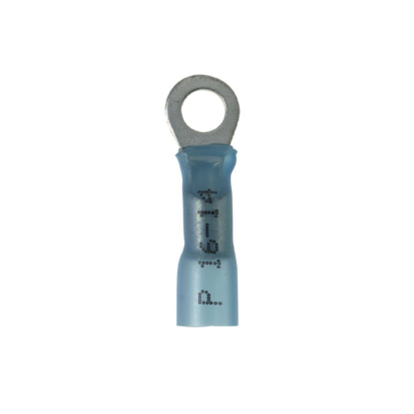 Panduit® Pan-Term™ PH14-10R-Q PH-R Insulated Ring Terminal, 16 to 14 AWG Conductor, 1.05 in L, Brazed Seam Barrel, Copper, Blue
