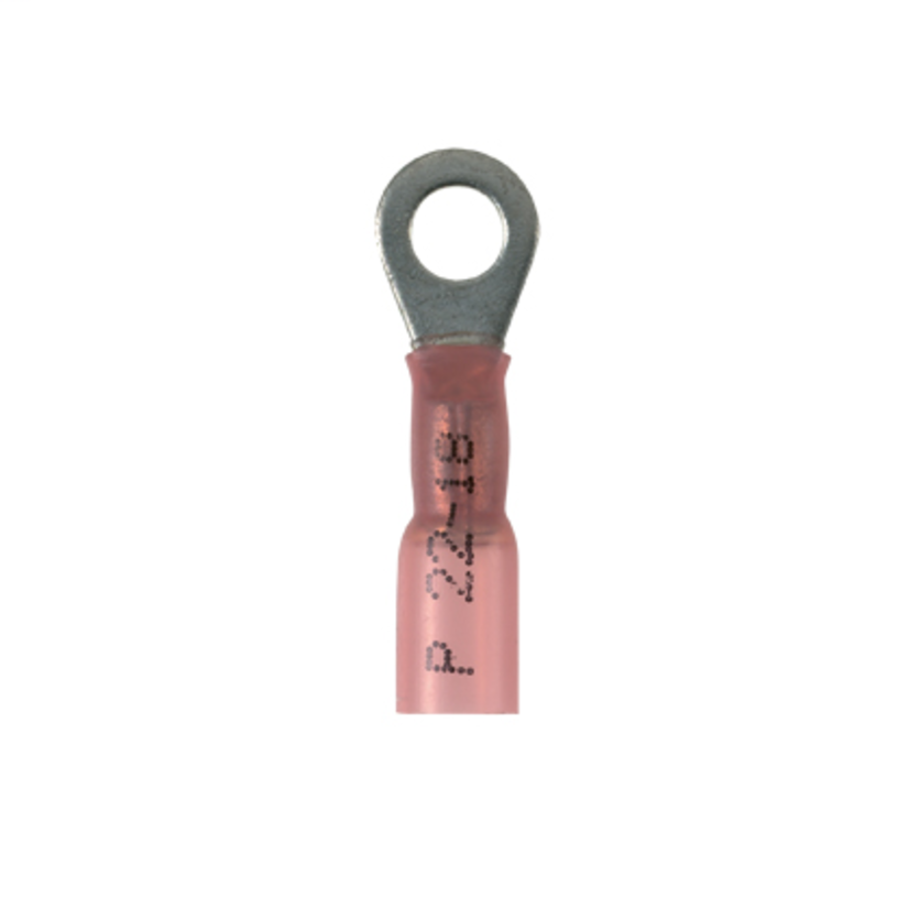 Panduit® Pan-Term™ PH18-8R-Q PH-R Insulated Ring Terminal, 22 to 18 AWG Conductor, 1.08 in L, Brazed Seam Barrel, Copper, Red