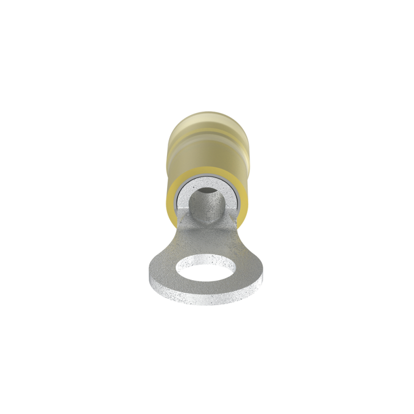 Panduit® Pan-Term™ PN10-10R-D Type PN-R Terminal With 0.225 in Dia Nylon Insulation, 12 to 10 AWG Conductor, 1.06 in L, Seamed/Standard Barrel, Copper, Yellow
