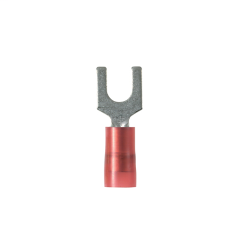 Panduit® Pan-Term™ PN18-6FN-C PN-FN Loose Piece Fork Terminal, 22 to 18 AWG Conductor, 0.78 in L, Sleeved Barrel, Copper, Red