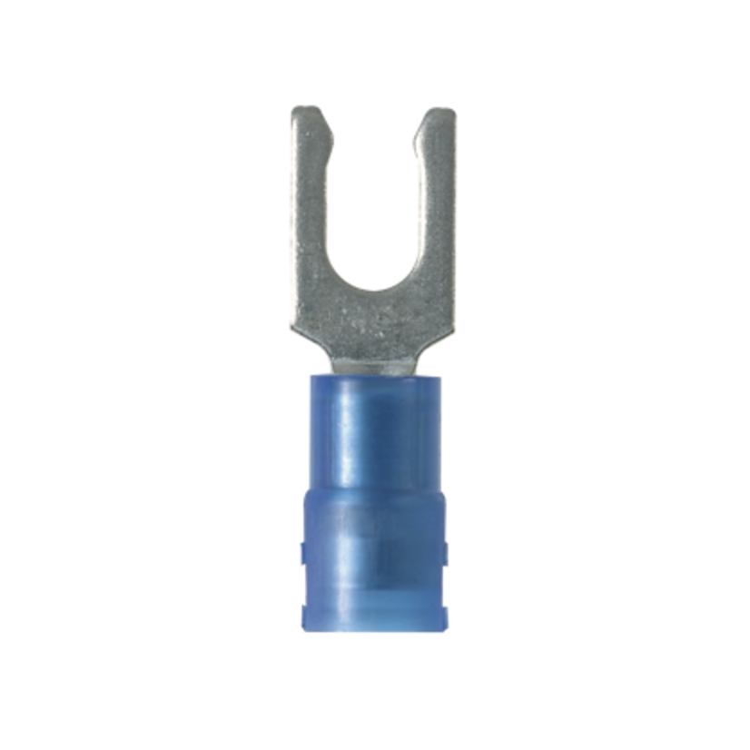 Panduit Pan-Term PNF14-8LF-C Loose Piece Fork Terminal, #14 Conductor, 0.93 in L, Funnel Entry/Sleeved Barrel, Copper, Blue