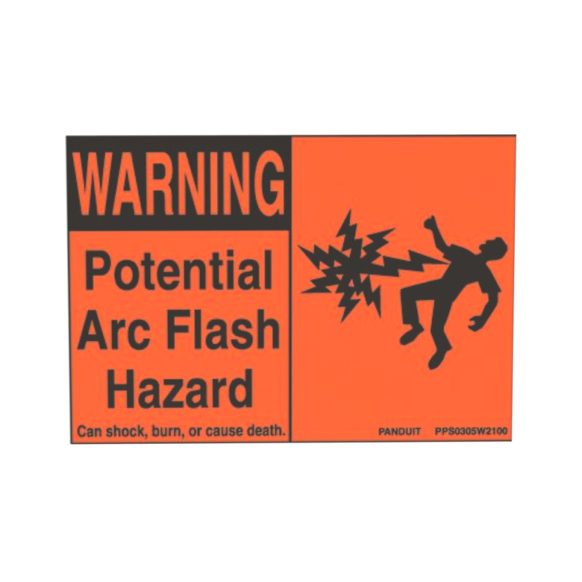 Panduit PPS0204W2100A High Quality Pre-Printed Safety Sign, WARNING, 2 in H x 4 in W, Black/Orange, Adhesive Polyester, Adhesive Mount