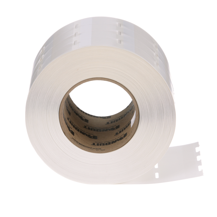 Panduit Pan-Code S100X225VATY Self-Laminating Dot Matrix Printer Label, 2-1/4 in L x 1 in W, BLANK Legend, White, Vinyl