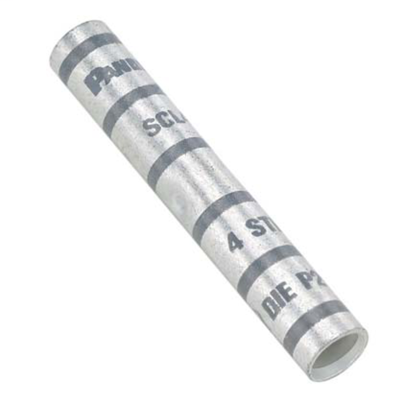 Panduit® Pan-Lug™ Pan-Term™ SCL300-X Compression Butt Splice, 300 kcmil Conductor, 4.12 in L, Long Seamless Barrel, Copper, White