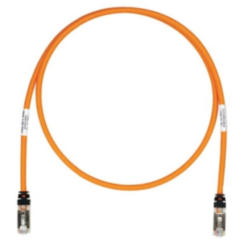 Panduit STP6X1BU Shielded Patch Cord, Cat 6a, 26 AWG 4-Pair S/FTP Stranded Copper Conductor, 8-Position TX6A 10Gig Modular Plug Connector, 1 ft L Cord, Blue Cable/Black Boot